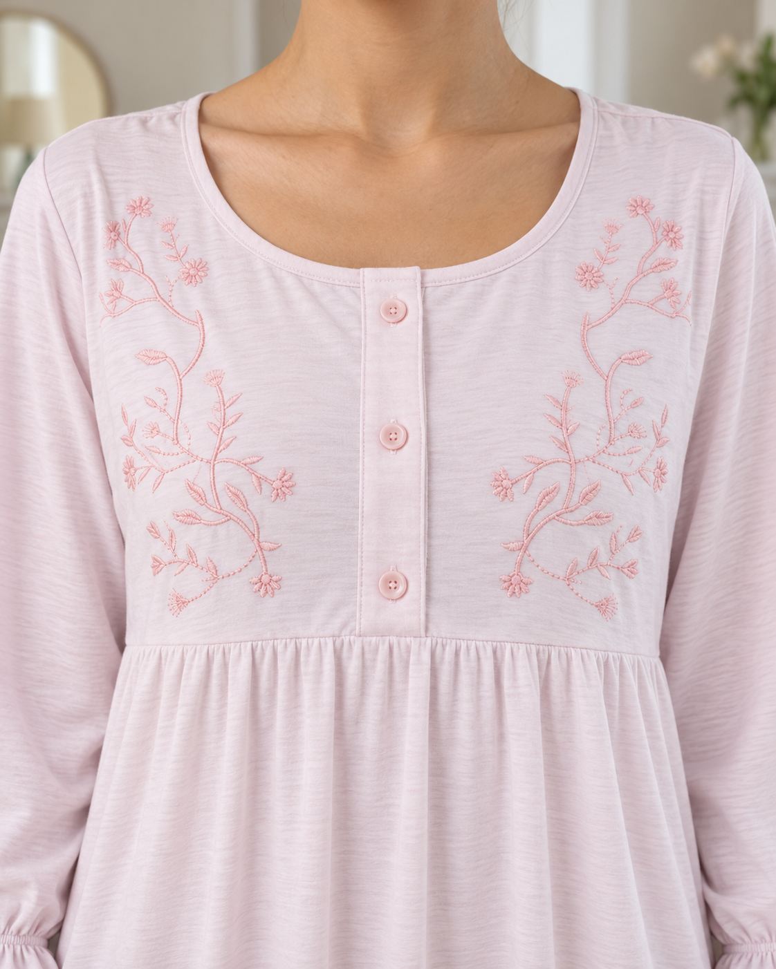 Embroidered Flowy nightgown