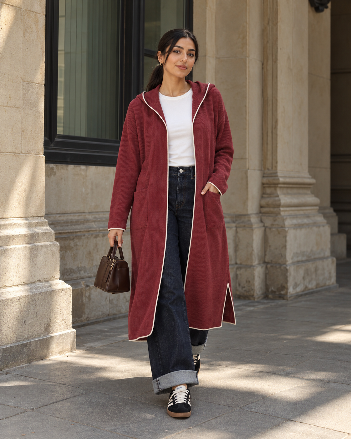 Soft Knit Long Hoodie Cardigan