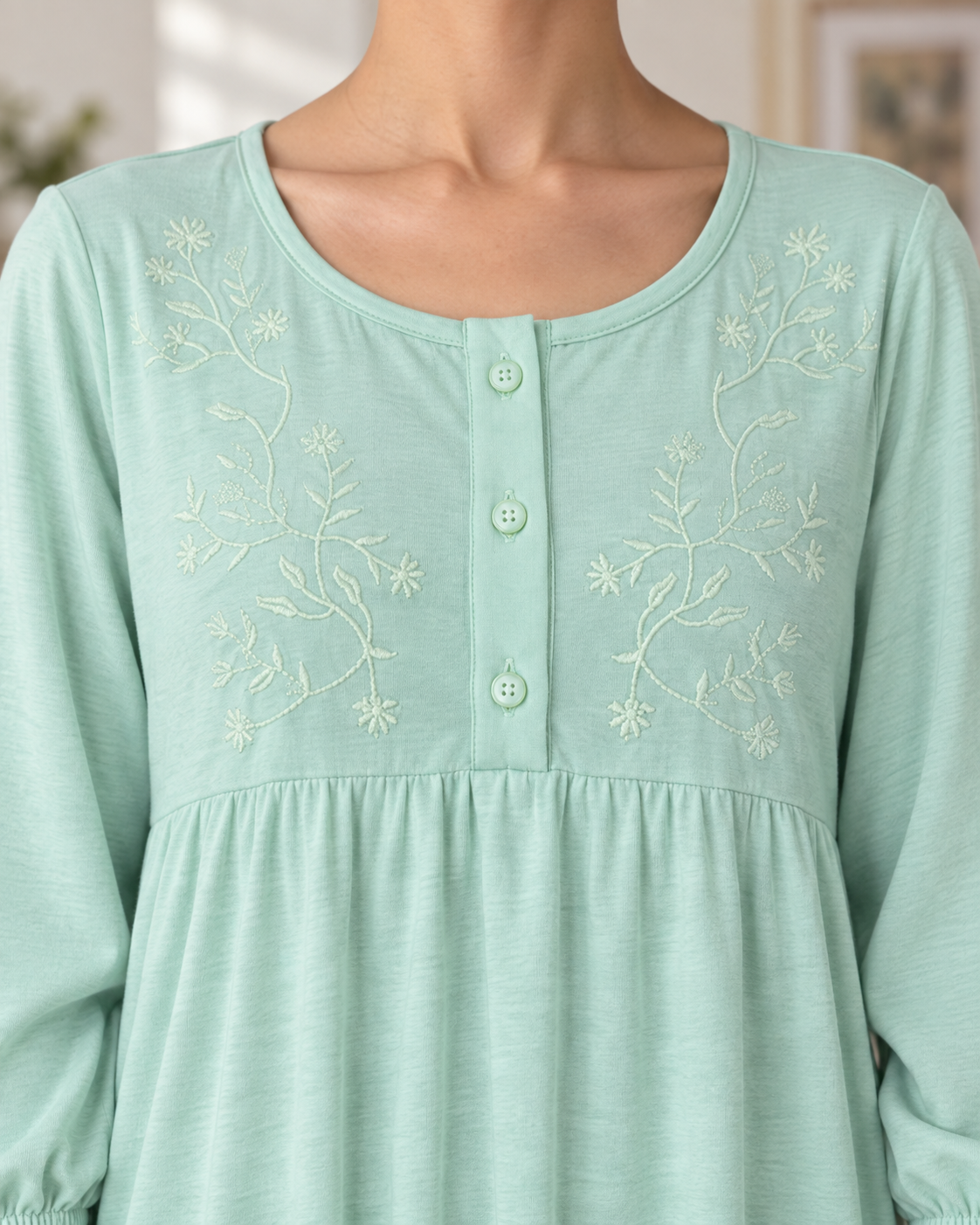 Embroidered Flowy nightgown