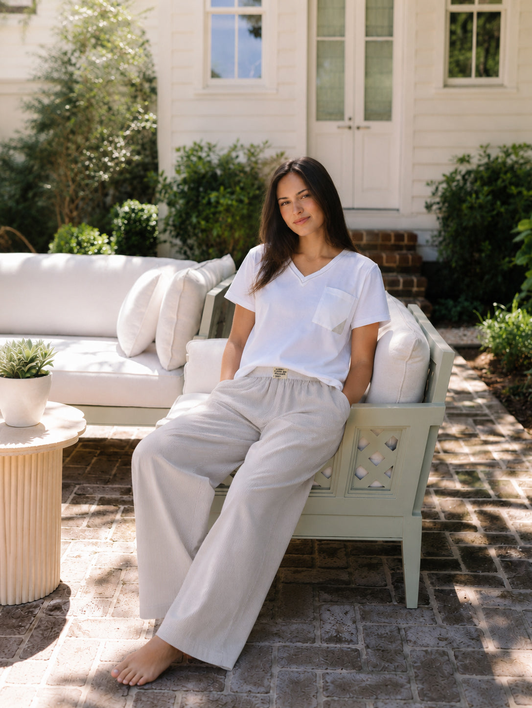 HS 111- Strip Pants WIth basic Shirt
