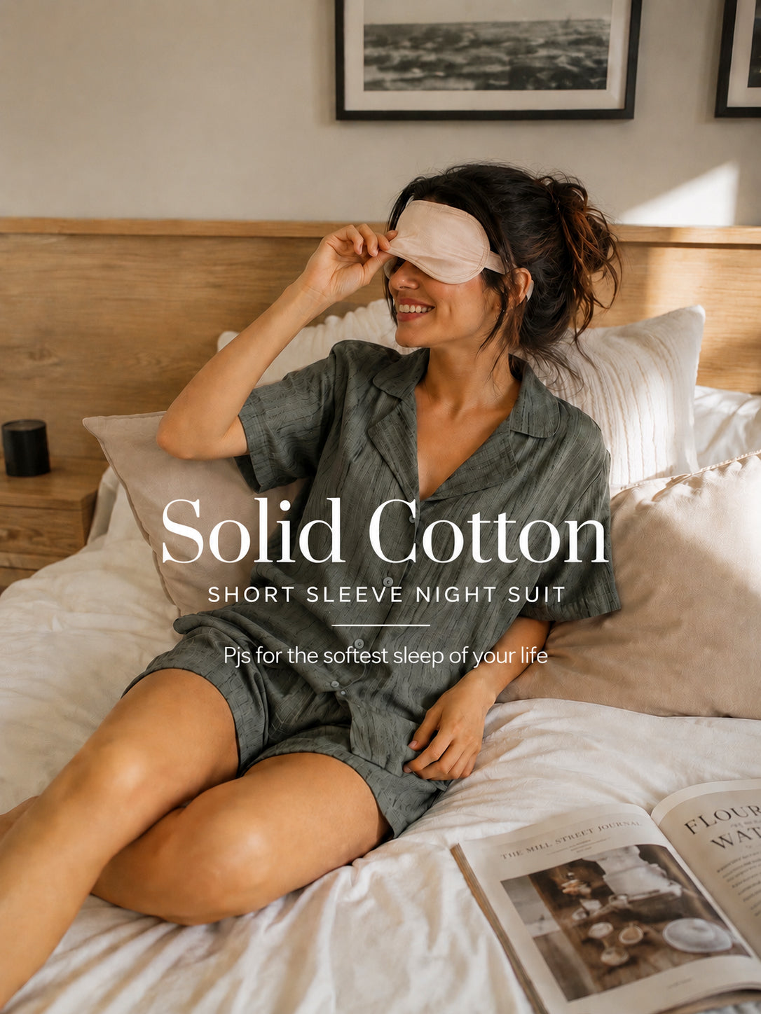 HS 101 - Solid Cotton Short Sleeve Night Suit Set