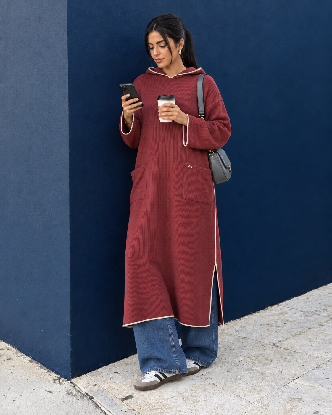 Long Hoodie with Two Pockets