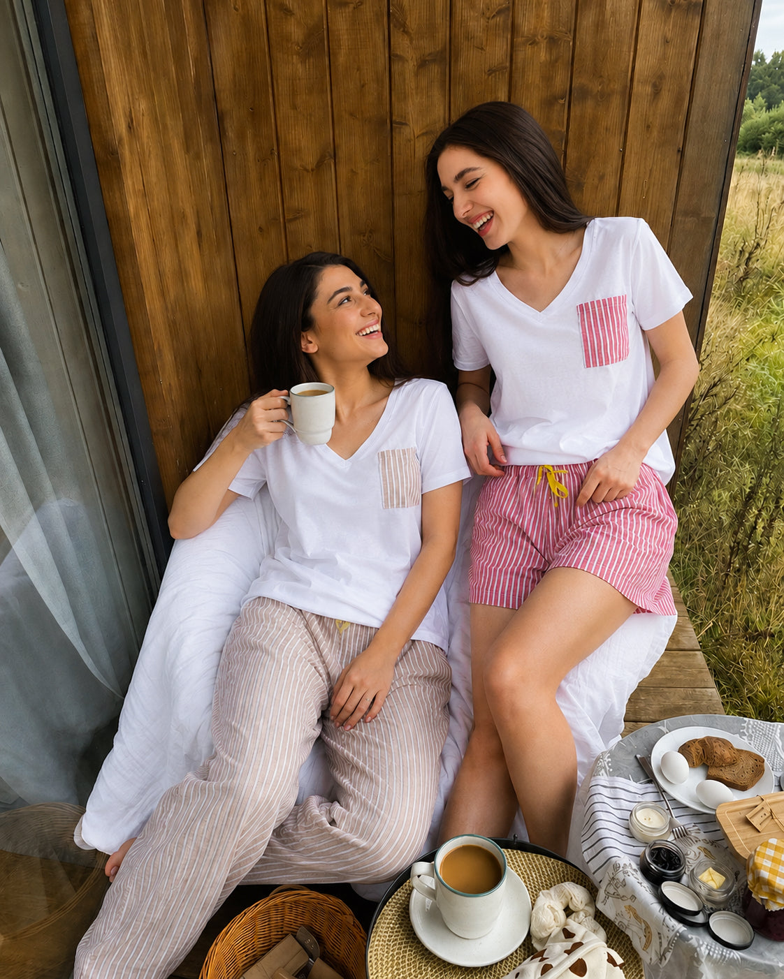 HS 103- Stripe Pants Comfort Pajama Set