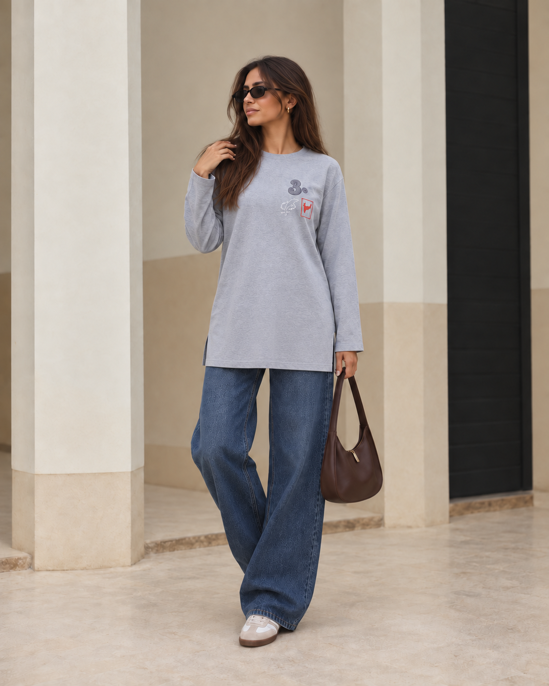 Embroidered Longline T-Shirt