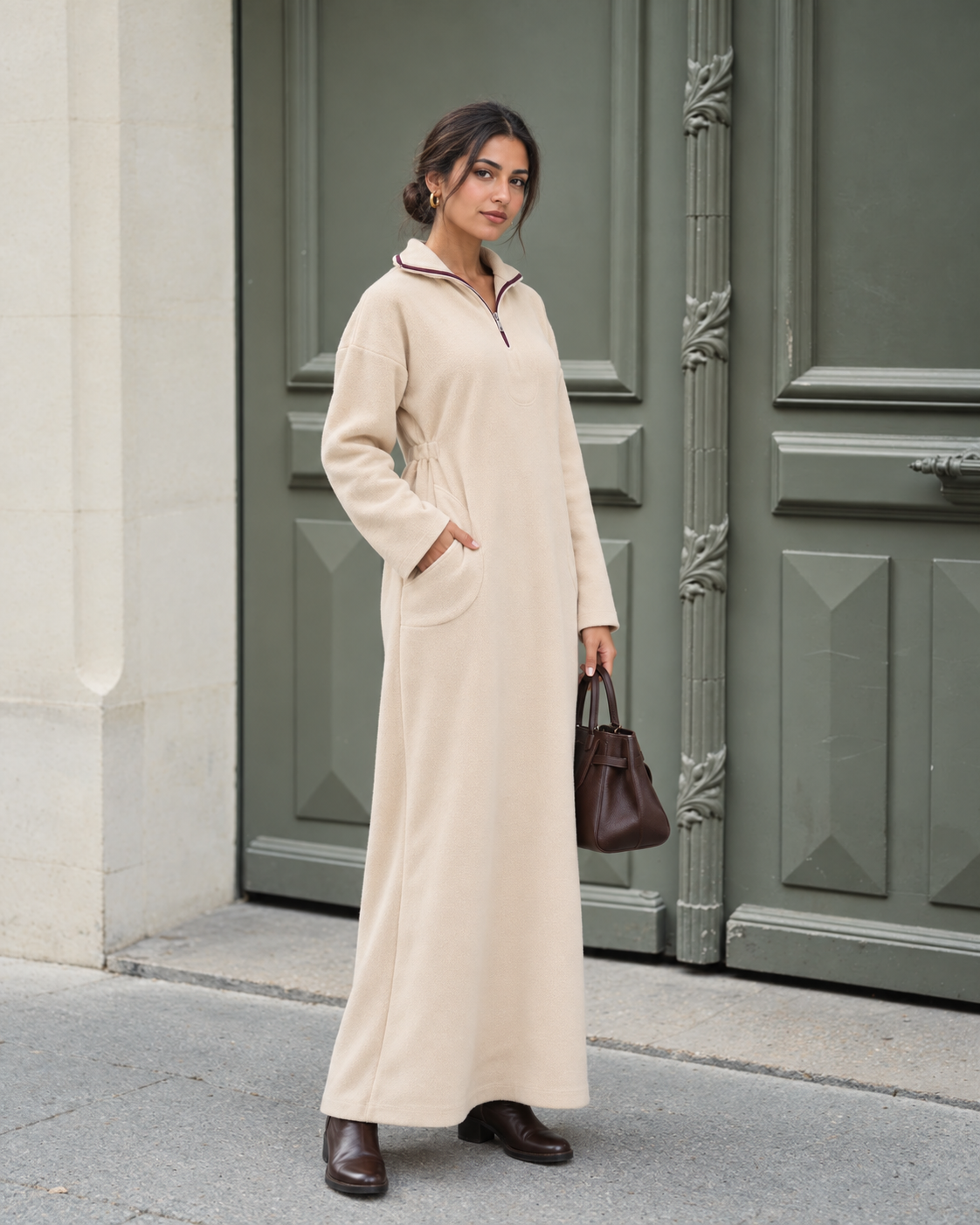 Abaya with Side Elastic Belt