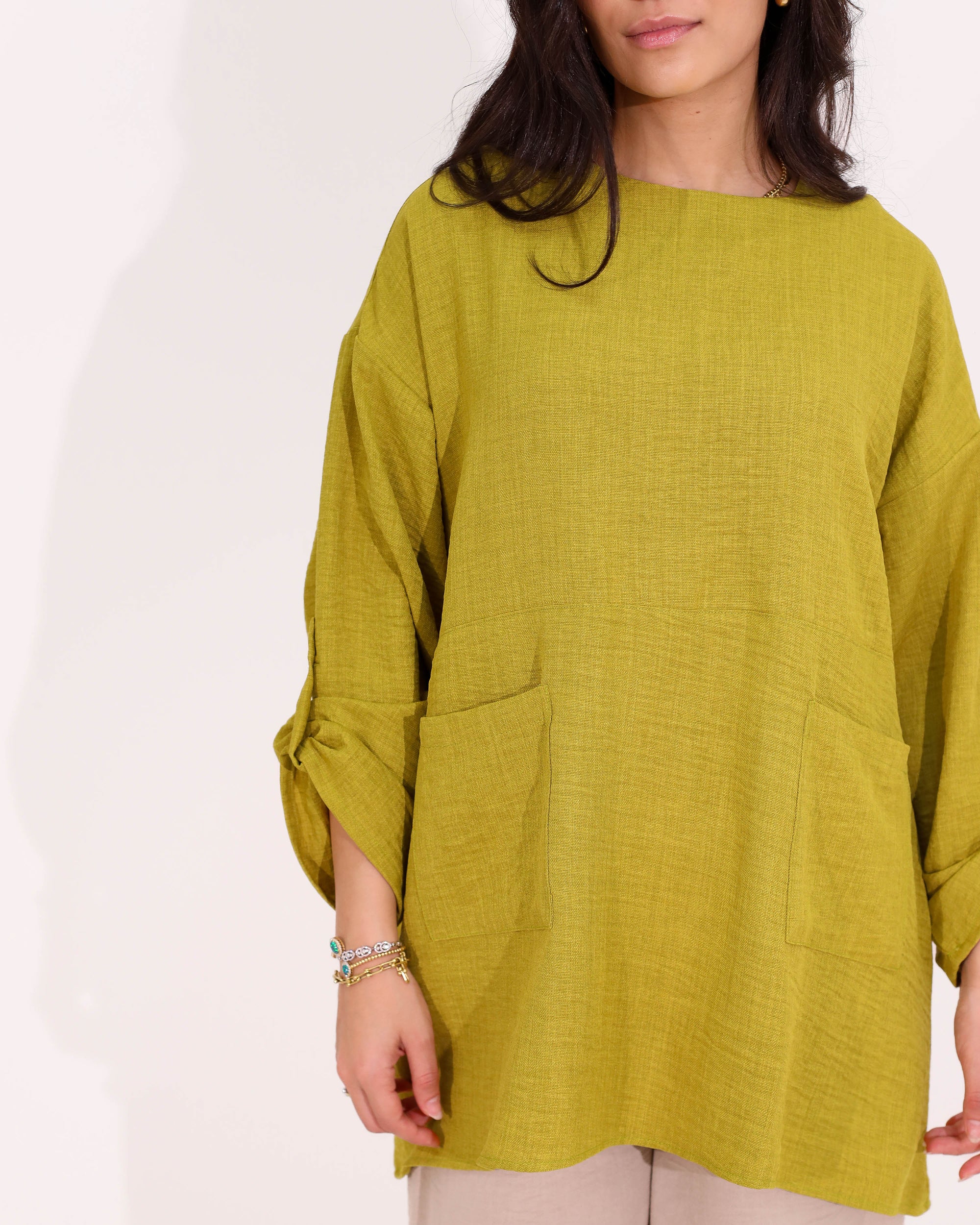 Casual Blouse With Button Sleeves