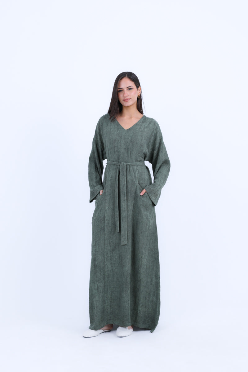 Dress With Two Pockets With Belt