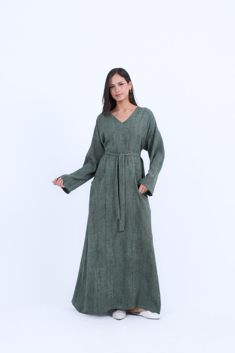 Dress With Two Pockets With Belt