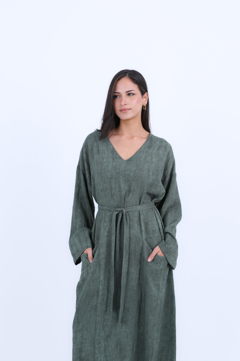 Dress With Two Pockets With Belt