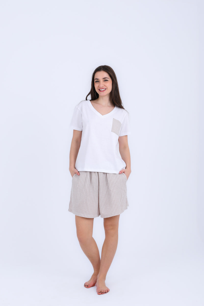 HS 104- Stripe Short Comfort Pajama Set