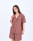 HS 101 - Solid Cotton Short Sleeve Night Suit Set
