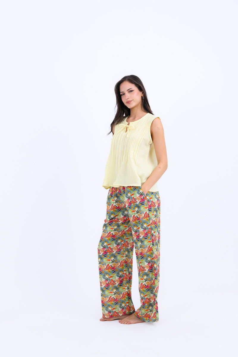 HS 107- Flowery Soft  Pants with Top
