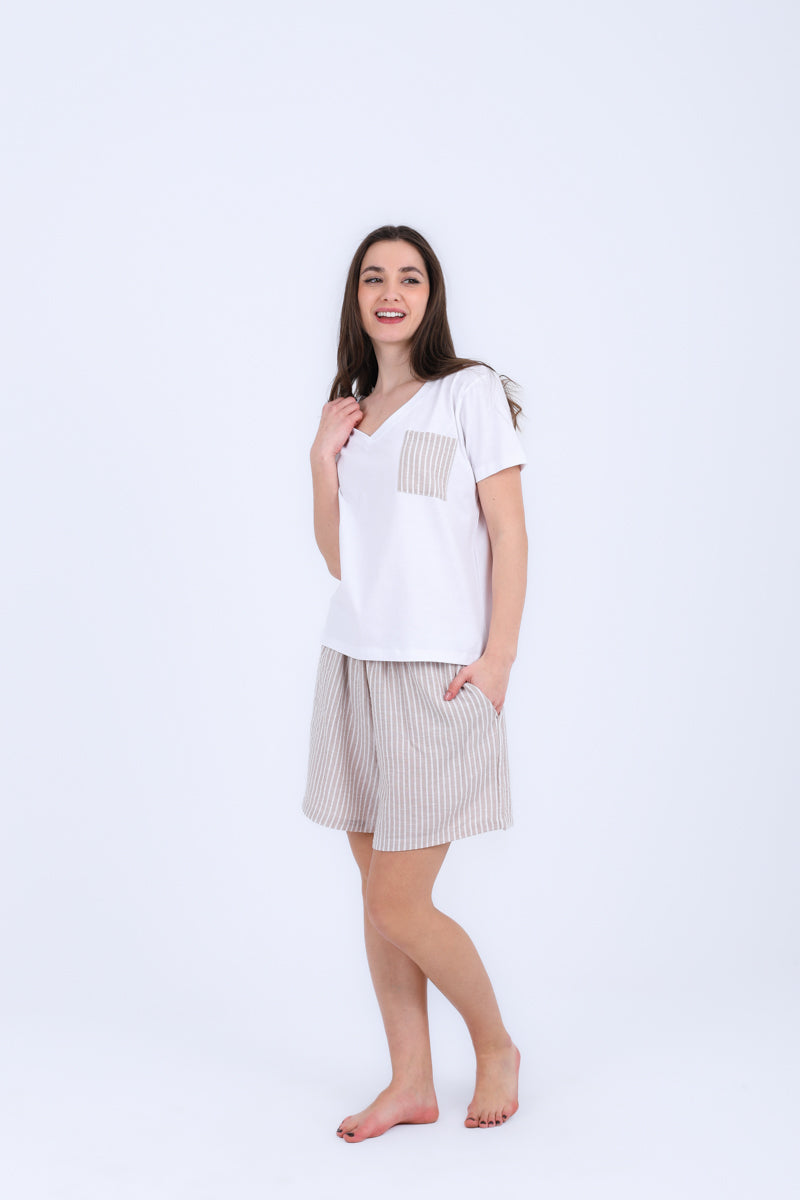 HS 104- Stripe Short Comfort Pajama Set