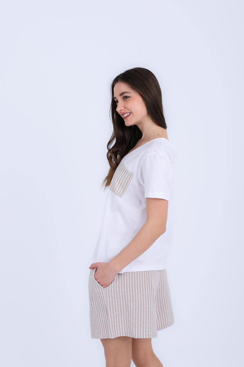 HS 104- Stripe Short Comfort Pajama Set