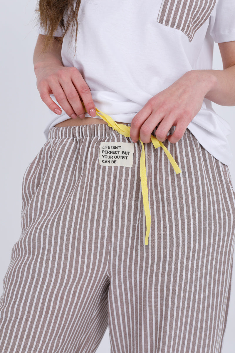 HS 103- Stripe Pants Comfort Pajama Set