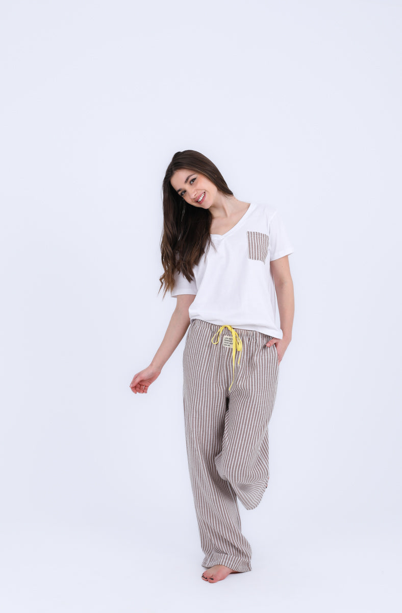 HS 103- Stripe Pants Comfort Pajama Set