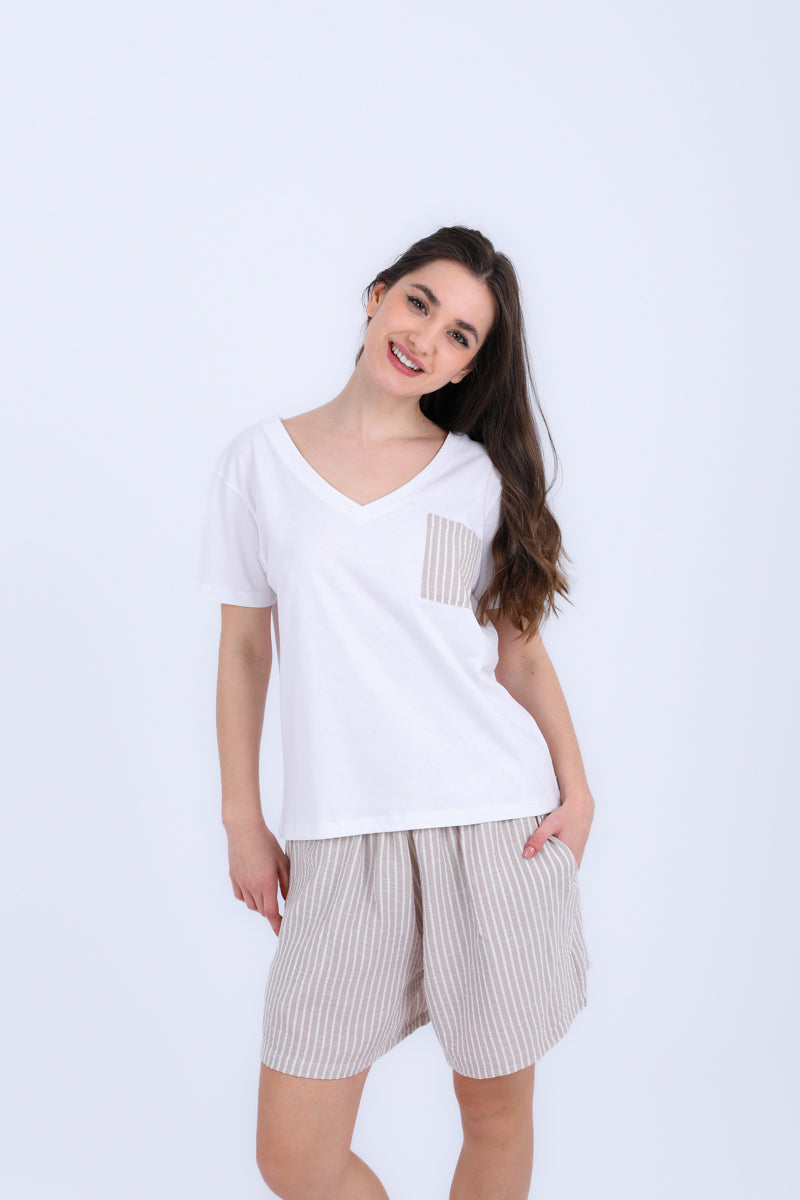 HS 104- Stripe Short Comfort Pajama Set