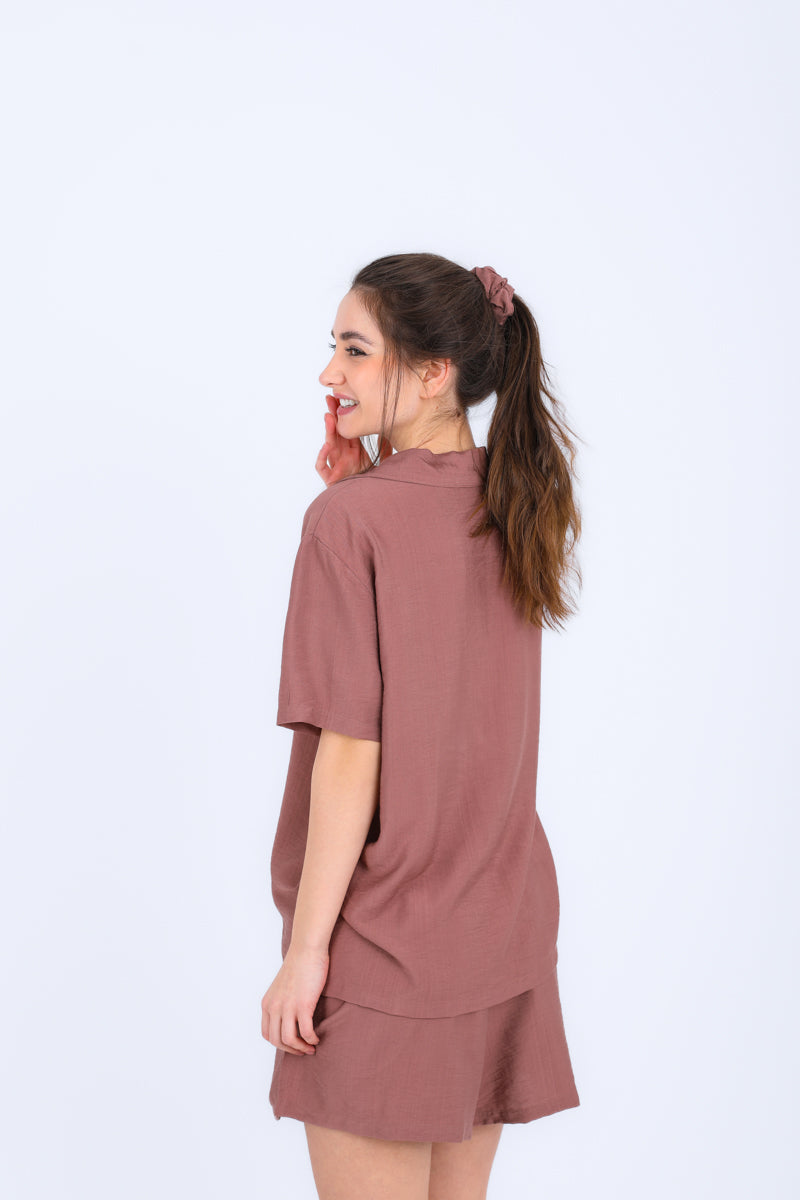 HS 101 - Solid Cotton Short Sleeve Night Suit Set