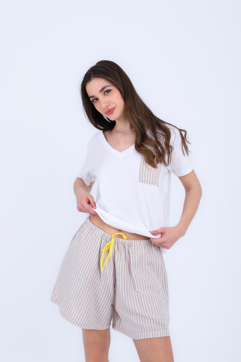 HS 104- Stripe Short Comfort Pajama Set