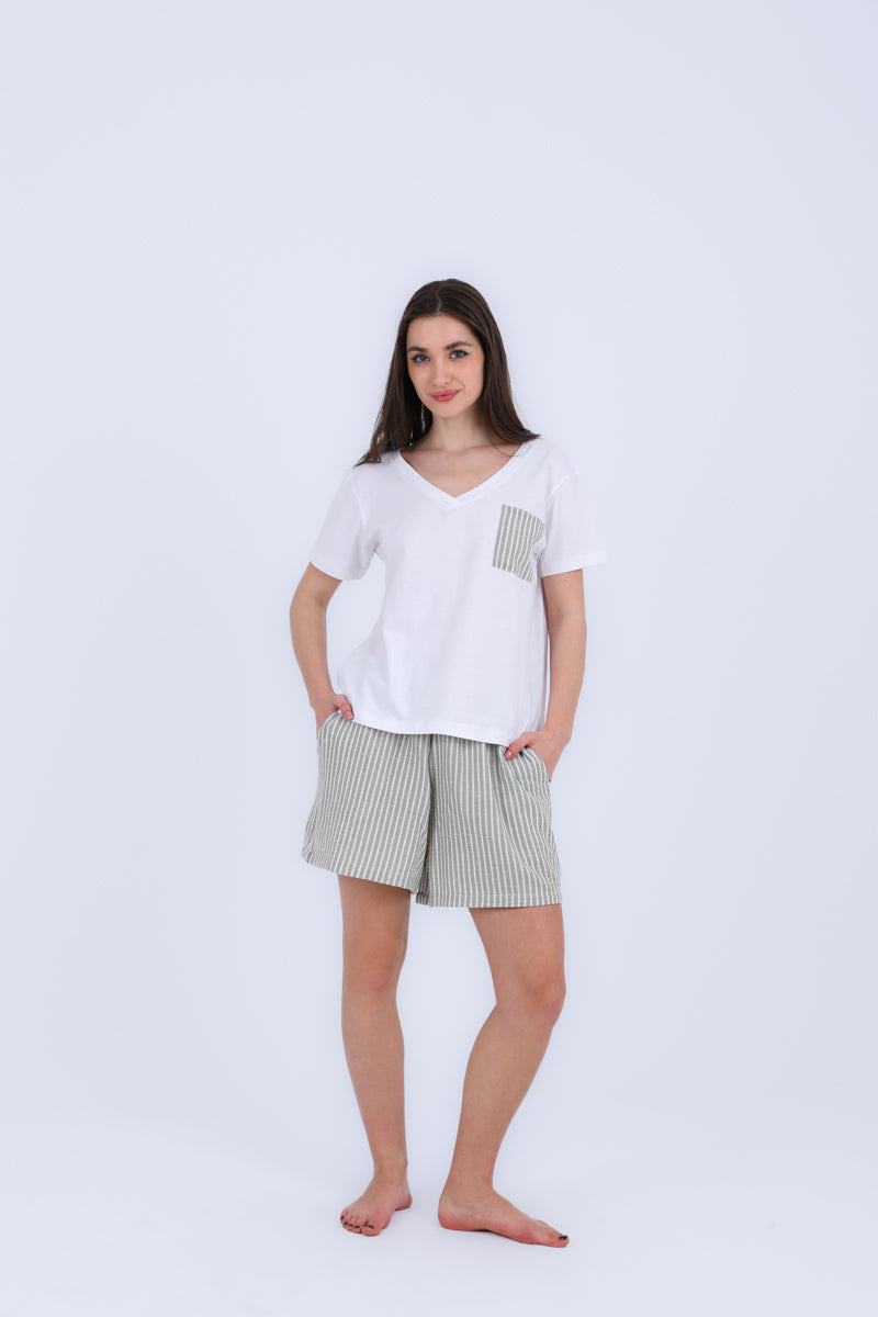 HS 104- Stripe Short Comfort Pajama Set