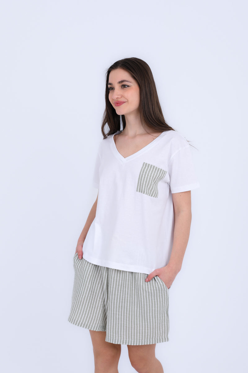 HS 104- Stripe Short Comfort Pajama Set