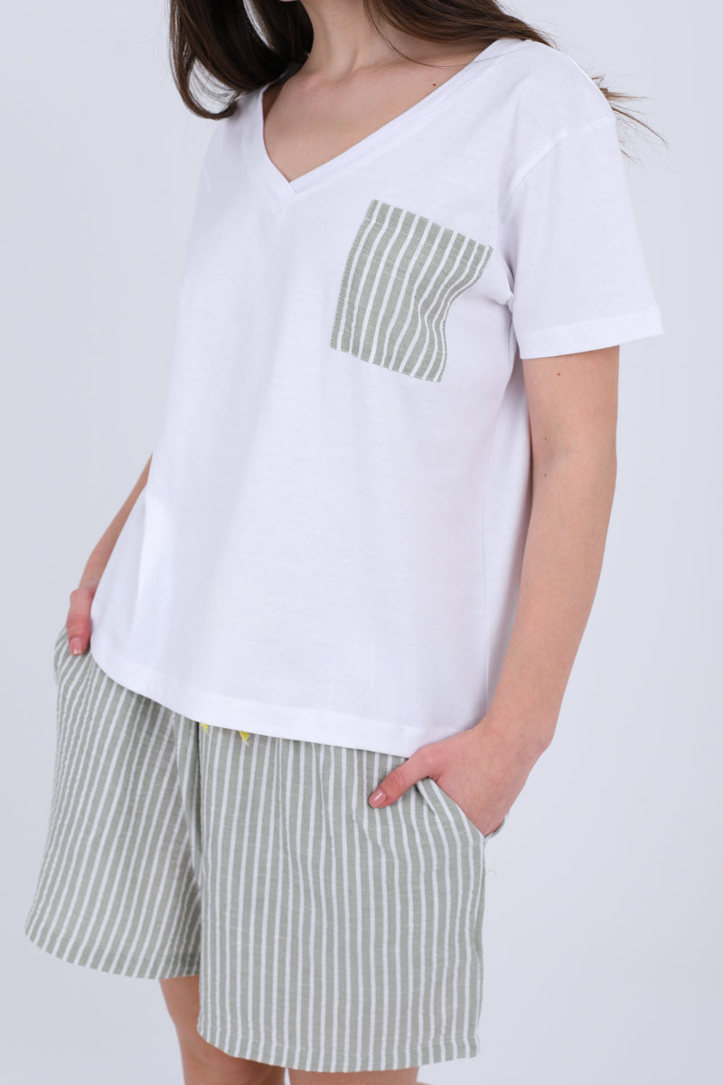 HS 104- Stripe Short Comfort Pajama Set