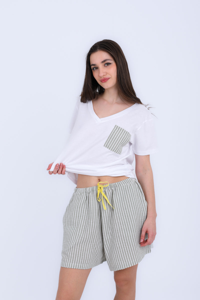 HS 104- Stripe Short Comfort Pajama Set