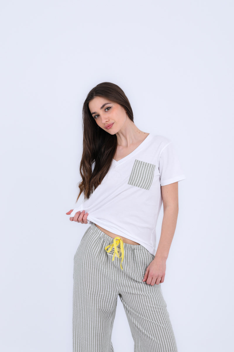HS 103- Stripe Pants Comfort Pajama Set