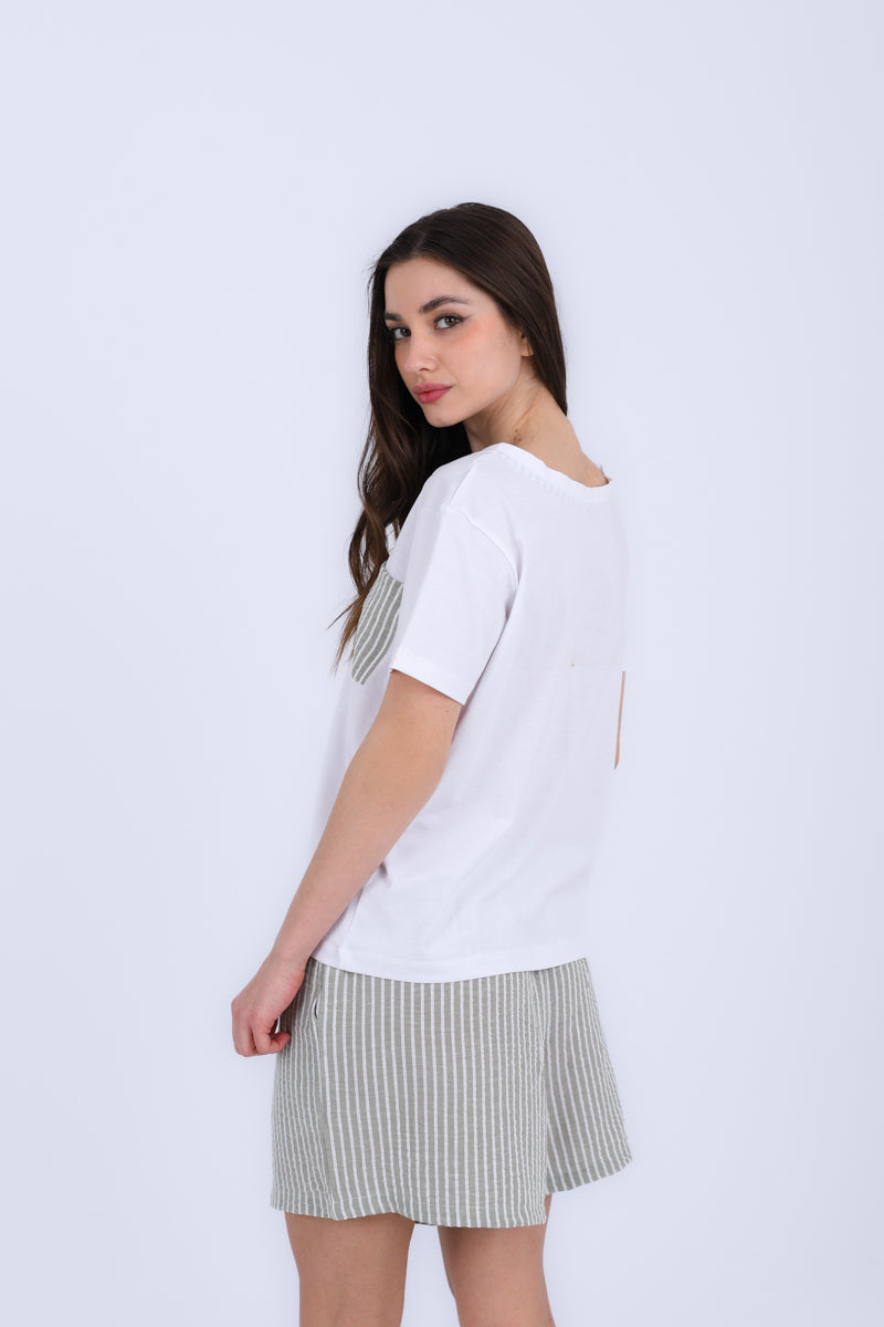 HS 104- Stripe Short Comfort Pajama Set