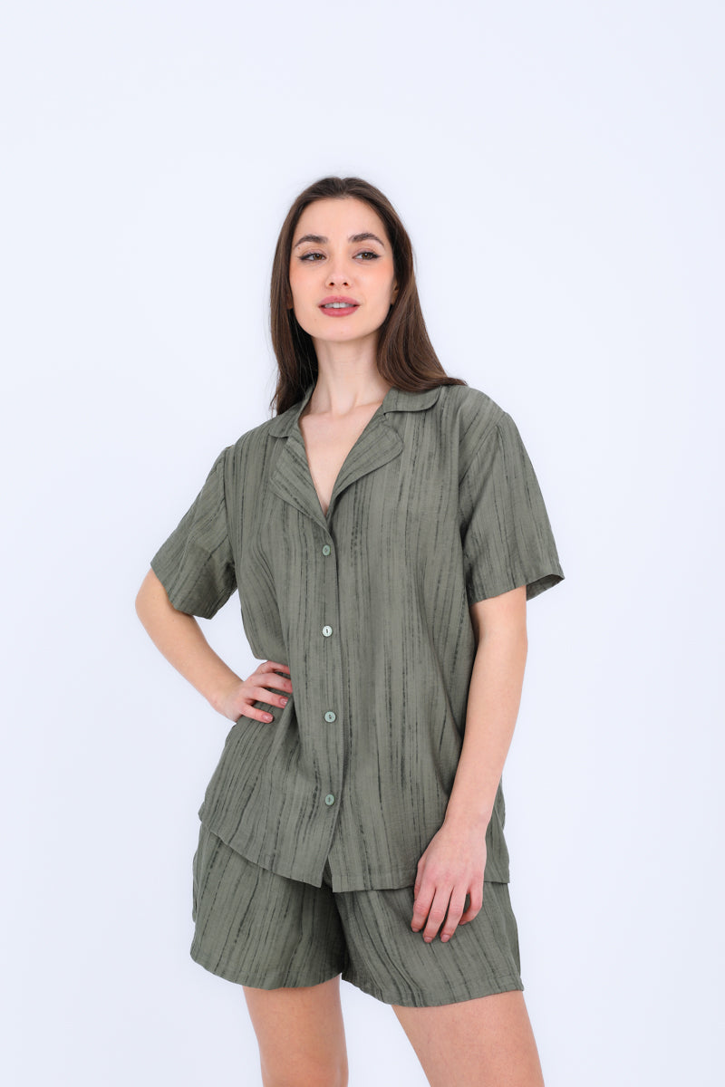 HS 101 - Solid Cotton Short Sleeve Night Suit Set