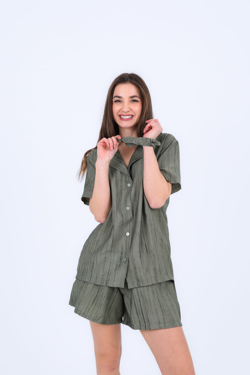 HS 101 - Solid Cotton Short Sleeve Night Suit Set