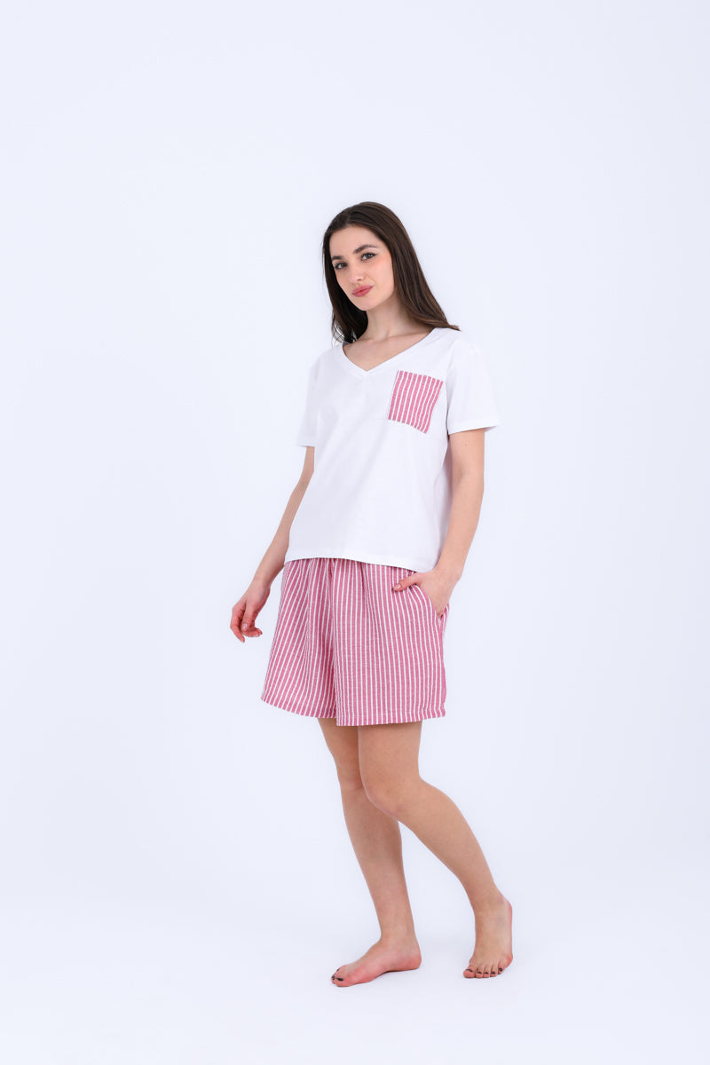 HS 104- Stripe Short Comfort Pajama Set