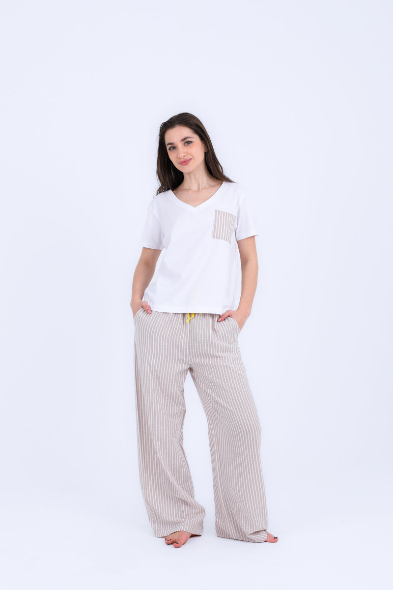 HS 103- Stripe Pants Comfort Pajama Set
