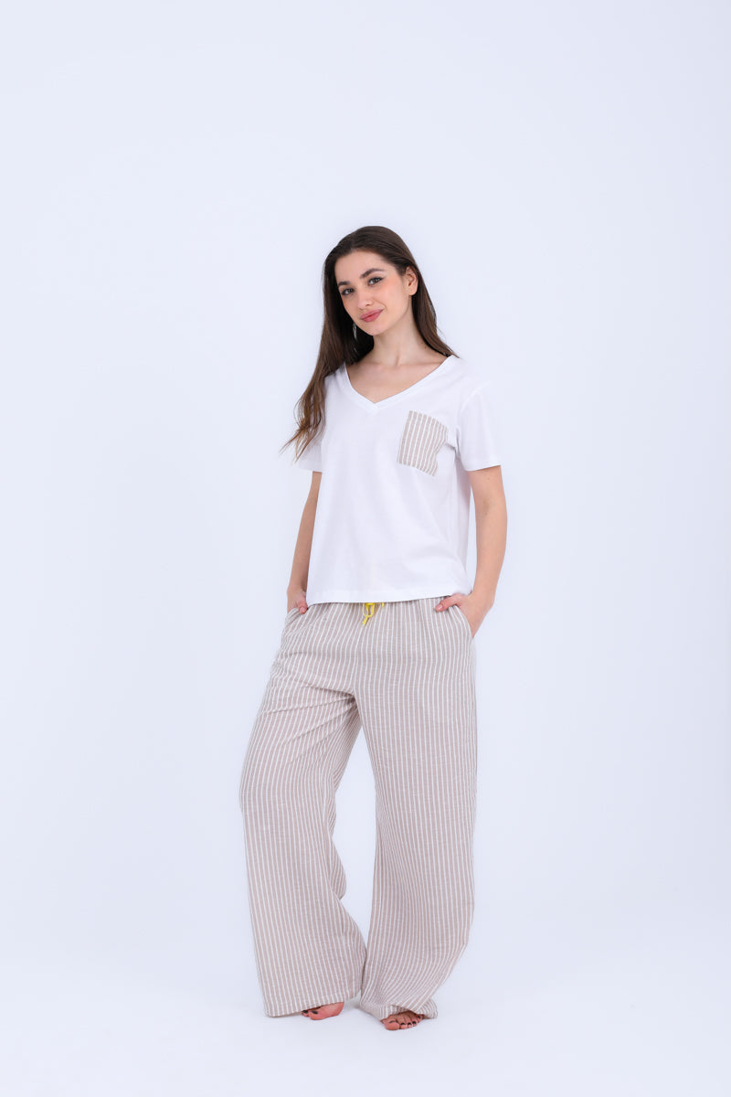 HS 103- Stripe Pants Comfort Pajama Set