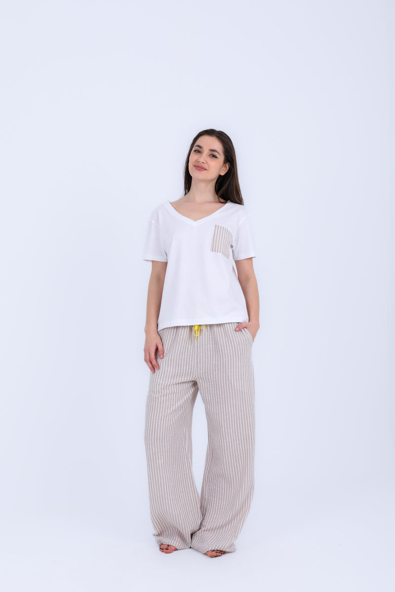 HS 103- Stripe Pants Comfort Pajama Set