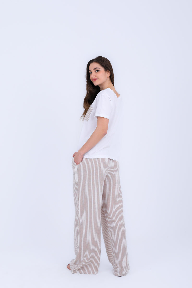 HS 103- Stripe Pants Comfort Pajama Set