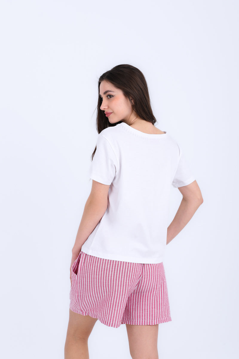 HS 104- Stripe Short Comfort Pajama Set