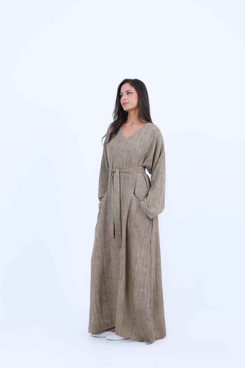 Dress With Two Pockets With Belt