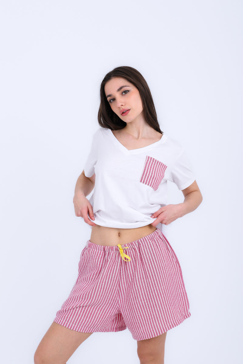 HS 104- Stripe Short Comfort Pajama Set