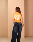 Orange Heart Printed Oversize T-Shirt