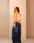 Orange Heart Printed Oversize T-Shirt