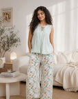 HS 107- Flowery Soft  Pants with Top