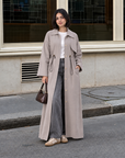Elastic Waist Long Trench