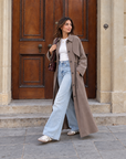 Elastic Waist Long Trench